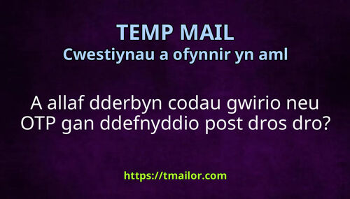 A allaf dderbyn codau gwirio neu OTP gan ddefnyddio post dros dro
