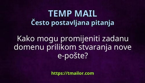 Kako mogu promijeniti zadanu domenu prilikom stvaranja nove e-pošte