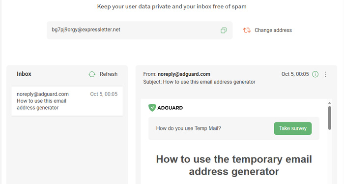 Comment utiliser AdGuard Temp Mail