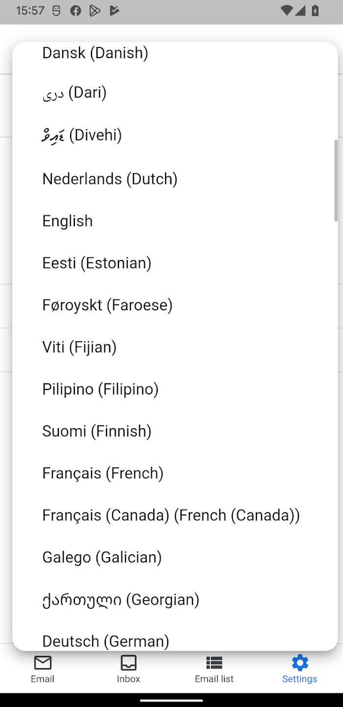 Appen er tilgængelig på flere sprog, herunder (men ikke begrænset til) engelsk, spansk, russisk, tysk, fransk, hollandsk, italiensk, polsk, ukrainsk, japansk ... Programmets standardsprog vælges i henhold til brugerens enheds sprog.