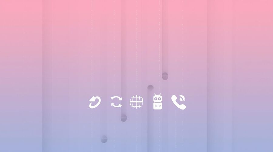 A vertical ladder of simple icons—refresh, hourglass, rotate arrows, mobile phone, bot—illustrates the stepwise escalation from refresh to domain switch to mobile checks
