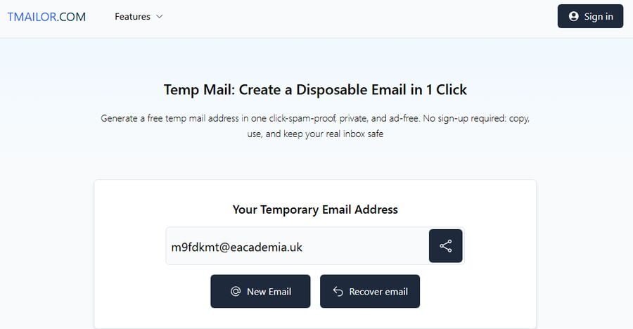 Generate a temp mail address