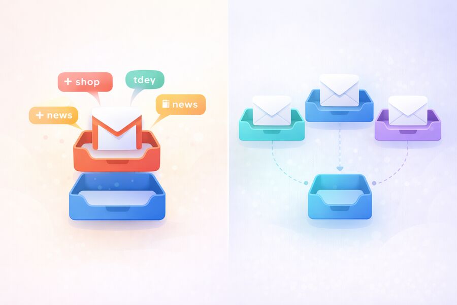 Jedna e-mailová obálka zahltená desiatkami prichádzajúcich notifikácií newsletterov a propagačných ikon zo všetkých strán