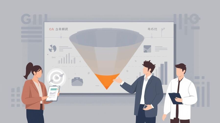 Product and QA leaders stand in front of a funnel diagram showing each step of sign-up and onboarding, with metrics like completion rate and time to first value highlighted for discussion