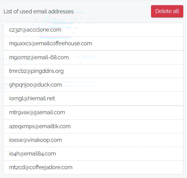 Consultez la liste des adresses e-mail utilisées