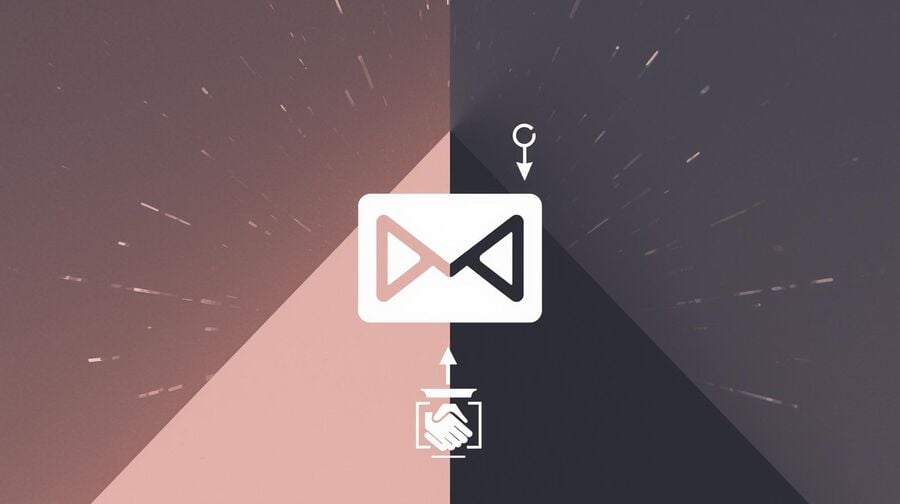 Two paths merge: negotiation inside a reusable inbox transitions toward a standard email account as the user commits to a provider
