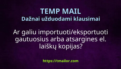 Ar galiu importuotieksportuoti gautuosius arba atsargines el laiškų kopijas