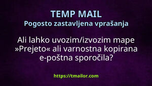 Ali lahko uvozimizvozim mape Prejeto ali varnostna kopirana e-poštna sporočila