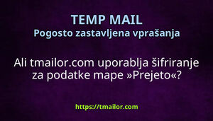 Ali tmailorcom uporablja šifriranje za podatke mape Prejeto