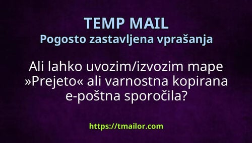 Ali lahko uvozimizvozim mape Prejeto ali varnostna kopirana e-poštna sporočila